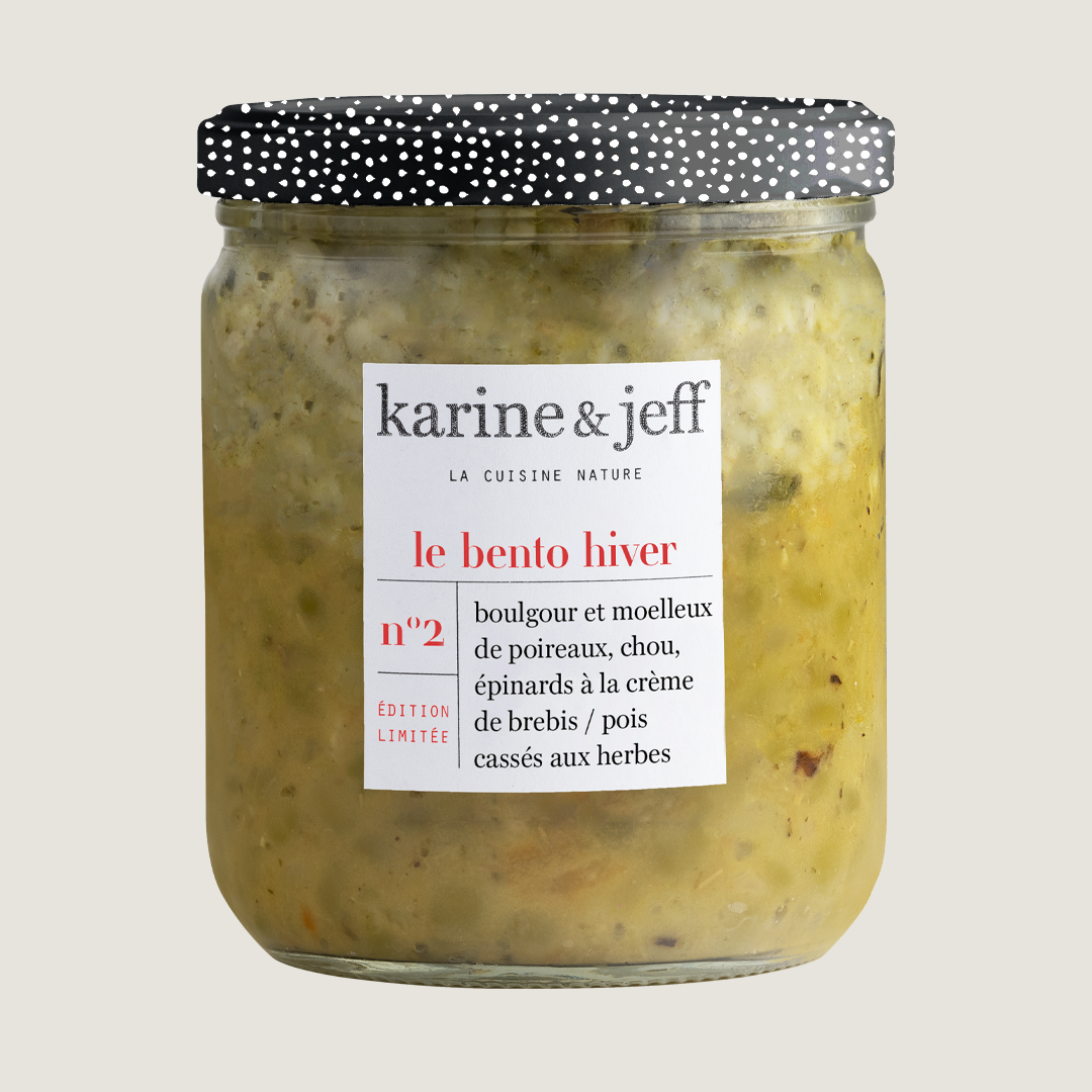 Bulgur mit zartem Lauch, Kohl und Spinat in Schafsmilchsahne / Schälerbsen mit Kräutern