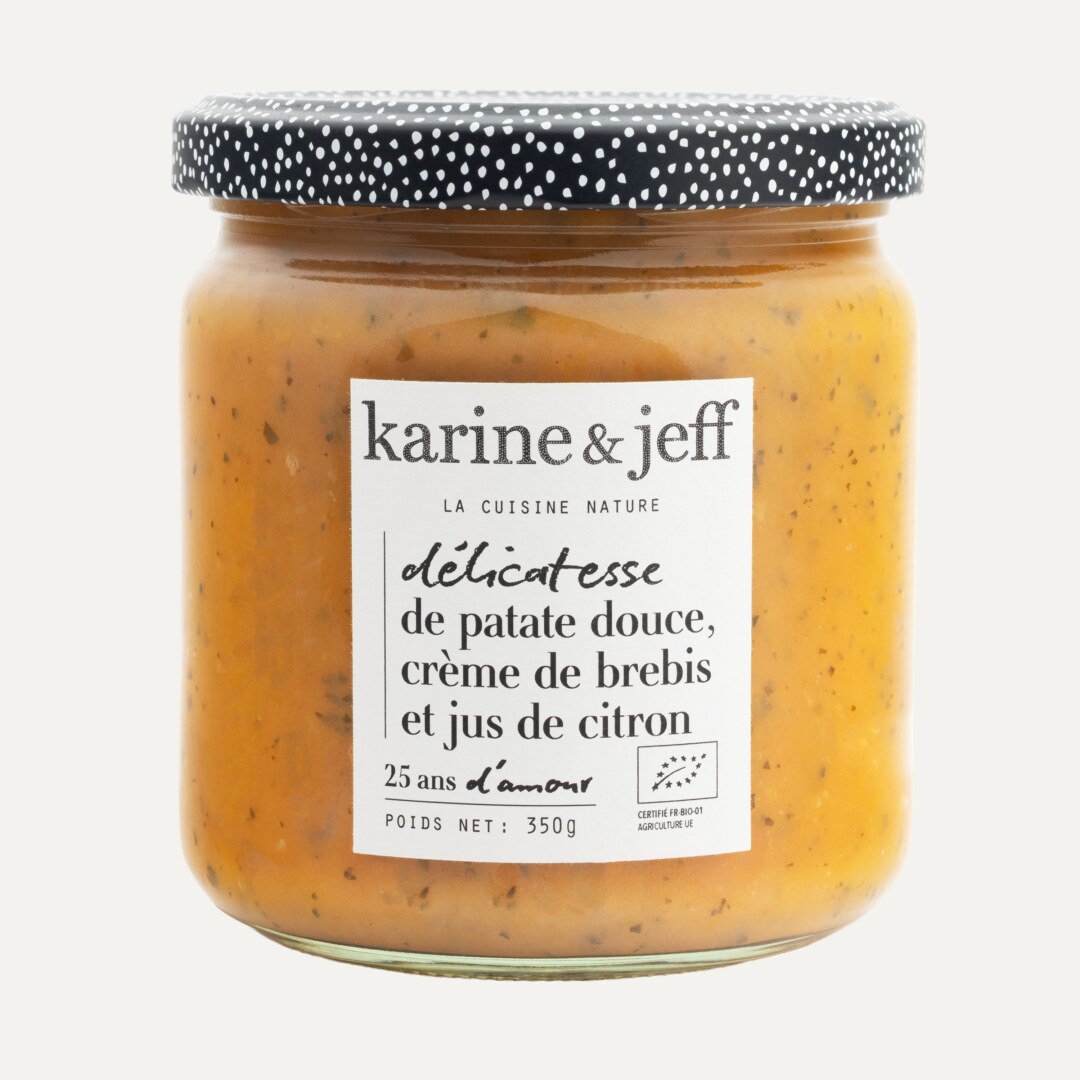 Délicatesse mit Süßkartoffel, Schafsmilchsahne und Zitronensaft