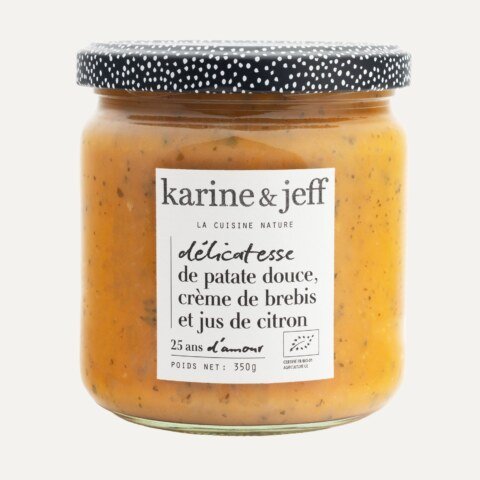 Délicatesse mit Süßkartoffel, Schafsmilchsahne und Zitronensaft