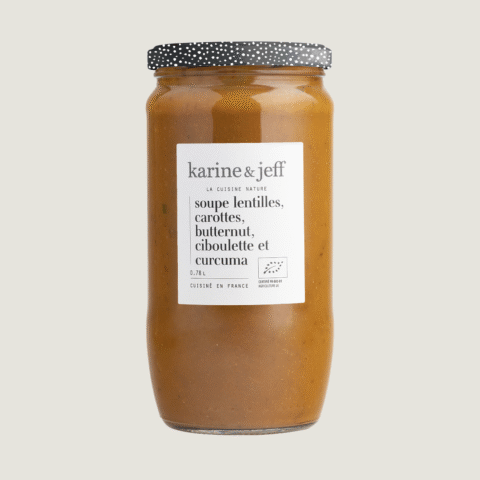 Suppe mit Linsen, Karotten, Butternut, Schnittlauch und Kurkuma