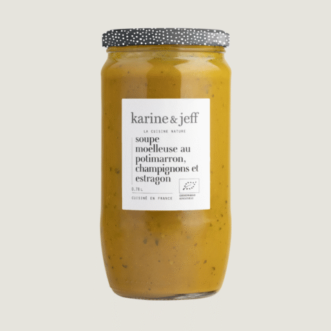Samtsuppe mit Hokkaido-Kürbis, Pilzen und Estragon
