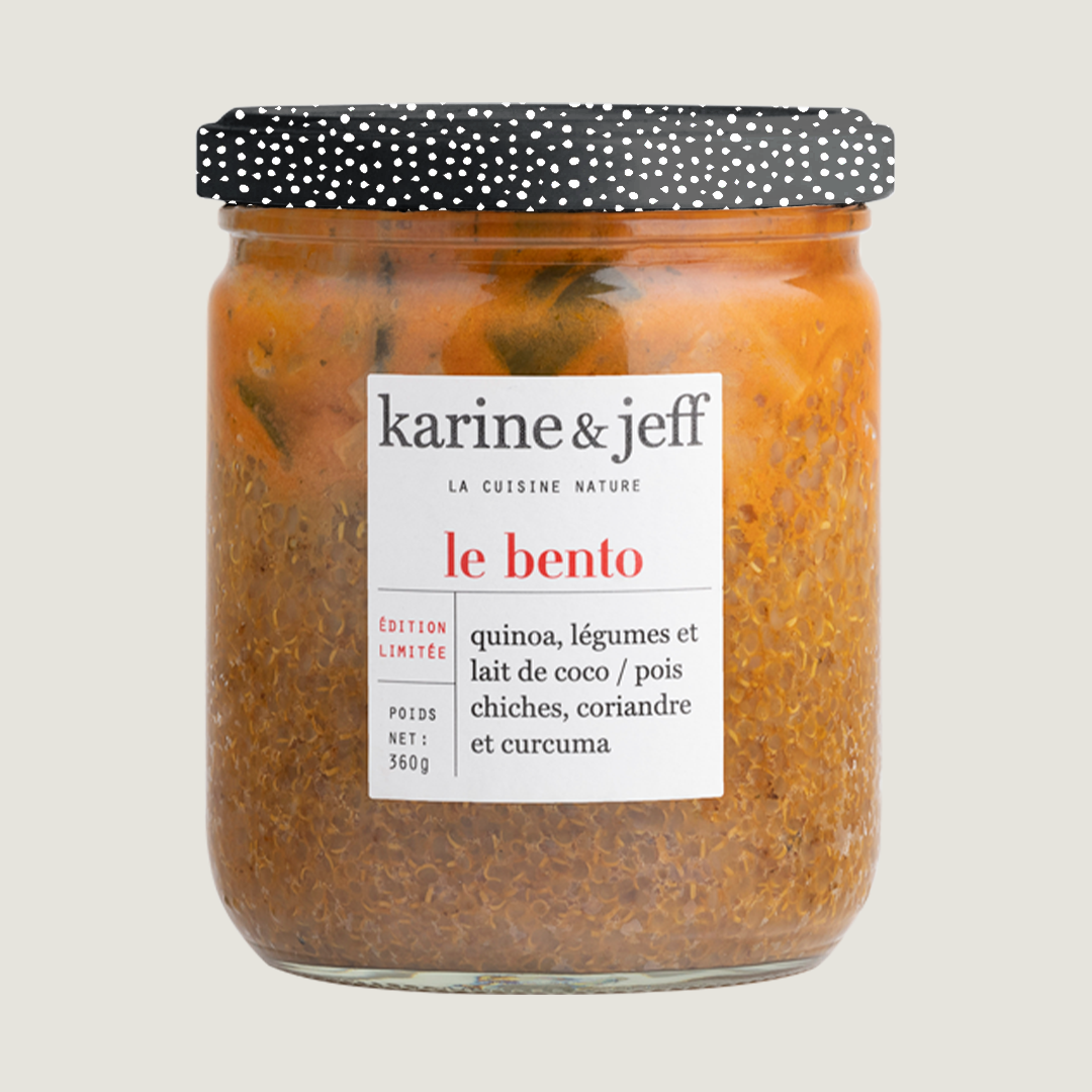 Quinoa, Gemüse und Kokosmilch / Kichererbsen, Koriander und Kurkuma