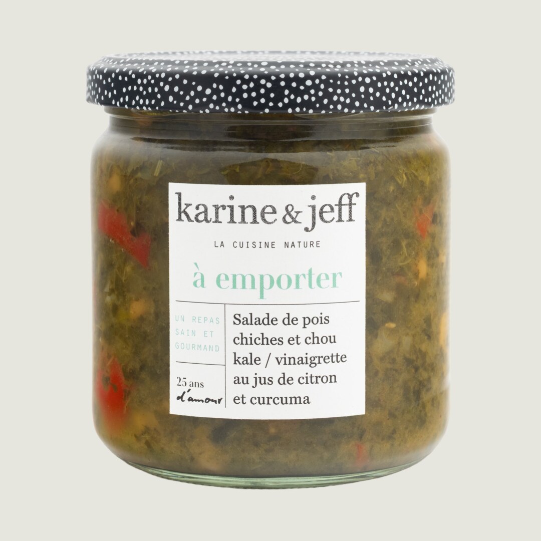Kichererbsen-Grünkohl-Salat / Vinaigrette mit Zitronensaft und Kurkuma