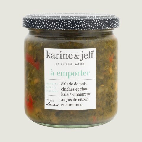 Kichererbsen-Grünkohl-Salat / Vinaigrette mit Zitronensaft und Kurkuma